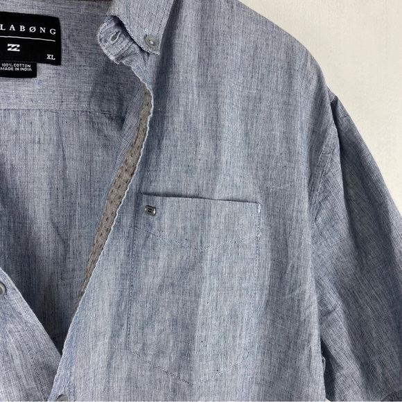 BillaBong Men's 100% Cotton Essential Full Button Up Down T-Shirt Top Size XL - Picture 2 of 5